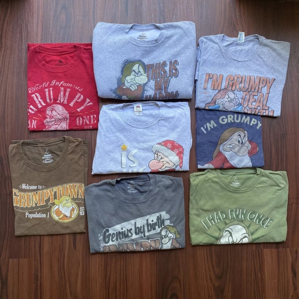 Disney Grumpy Graphic T-Shirts Sweater Mens Size XL Lot Of 9 Vintage Y2K